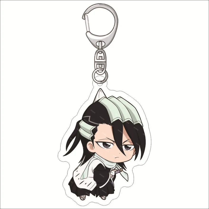 Popular Anime BLEACH The Blood Warfare Acrylic Keychain Kurosaki Ichigo Kuchiki Byakuya Aizen Sousuke Pendant Keyring Jewelry