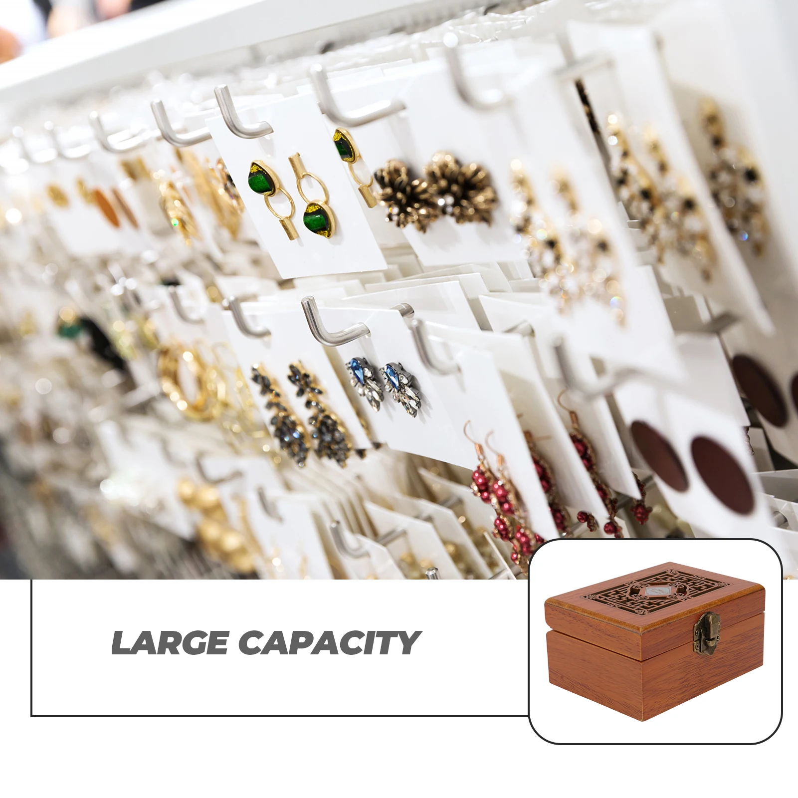 

Delicate Carved Wood Jewelry Box Compact Ring Necklace Bracelet Storage Case Sturdy Scratch-Resistant Gift Box for Engagement