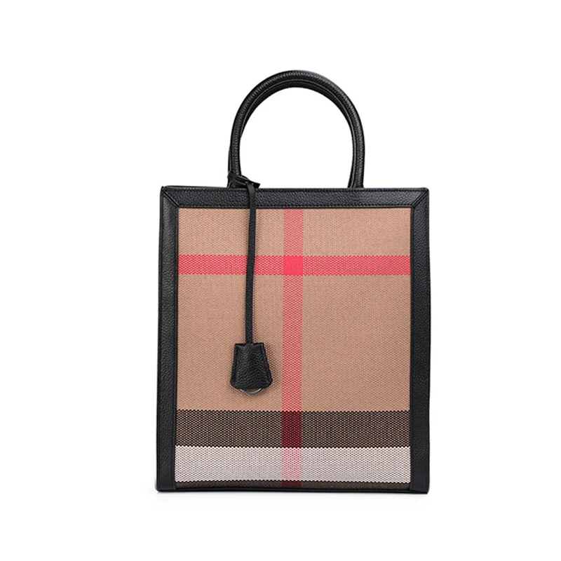 

Fashionable Genuine leather Women's Bag Trend 2024 New Diagonal Shoulder Bag Versatile Checkered Canvas Handbag Trend
