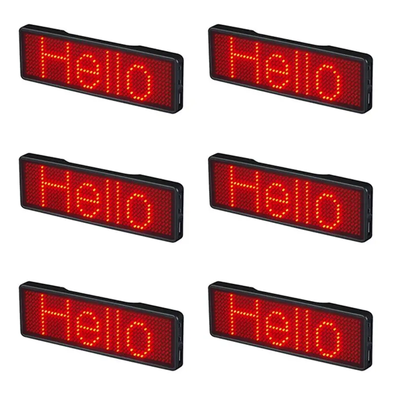 ABUH-6X Bluetooth LED Name Badge Rechargeable Light Sign DIY Programmable Scrolling Message Board Display LED,Type 2