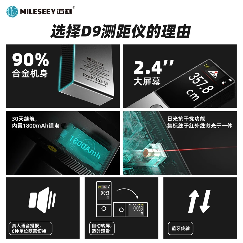 Mai test D9 レーザー距離計 赤外線 室内および屋外 高精度測定 室内計測器 デザイナー