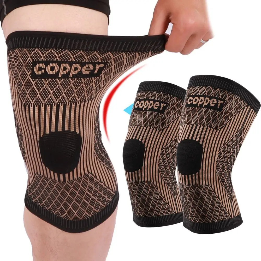 1 szt. Nylonowa miedziana orteza stawu kolanowego Oddychająca, odprowadzająca wilgoć miedziana rękaw na kolano Wsparcie regeneracyjne Antypoślizgowy rękaw kompresyjny Sport