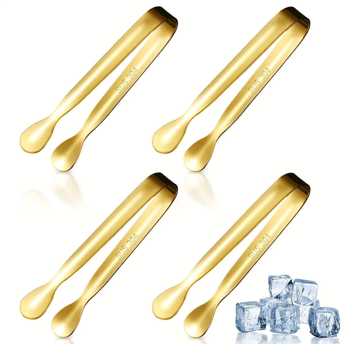 

4 Pack Stainless Steel Ice Tongs, Length 11cm/4in Mini Serving Tongs, Small Kitchen Tiny Tongs for Buffets Tea Party, Coffee Bar