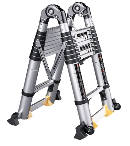 Modern 1.4m+1.4m Stainless Steel Telescopic Extension Ladder Portable Foldable Herringbone Design for Household Use