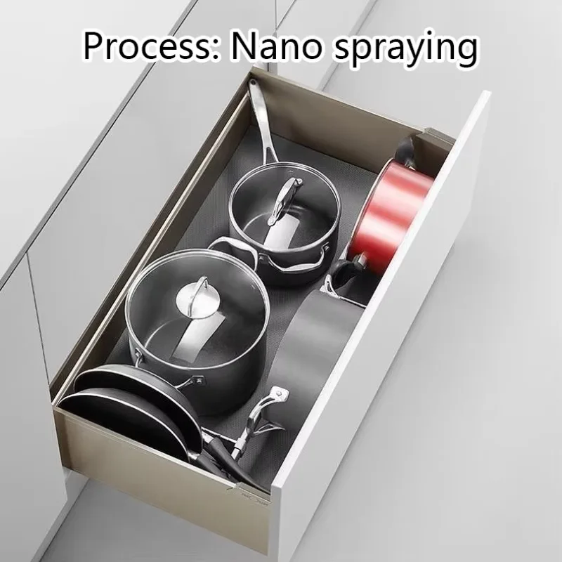 Aluminum Alloy 2-Tier Kitchen Cabinet Drawers Pull-out Slide-Out Built-in Basket Organizer with Dish Rack