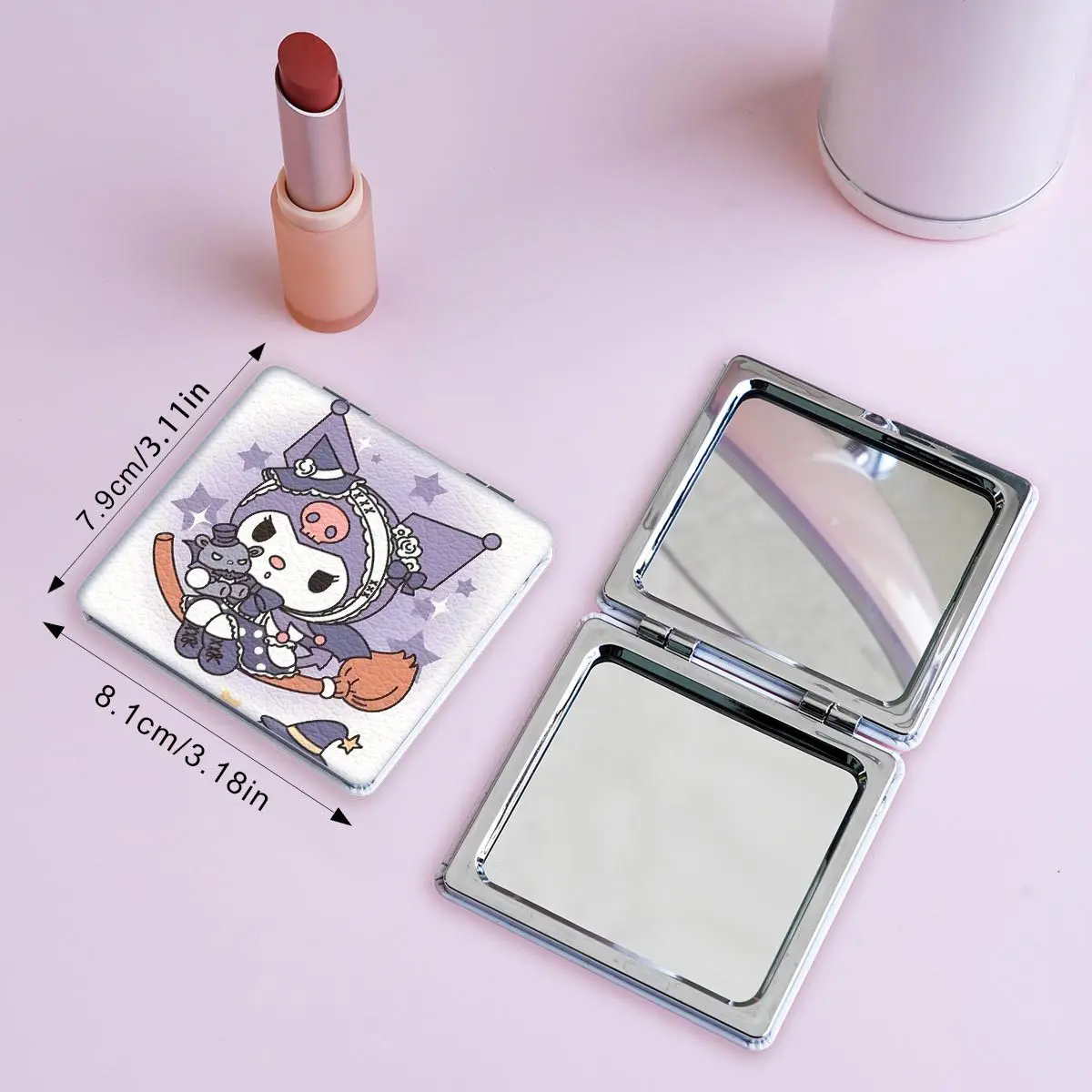 

Kawaii Hello Kitty Sanrio Mirror Portable Small Mirror Kuromi Folding Mirrors Cartoon Anime Girls Makeup Mirror Girls Gifts