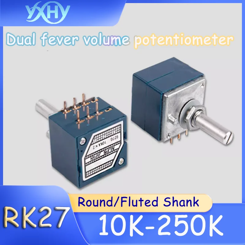 

1pcs Japan Original RK27 Blue Shell Dual Audiophile Volume Potentiometer A10K 50K 100K 250K