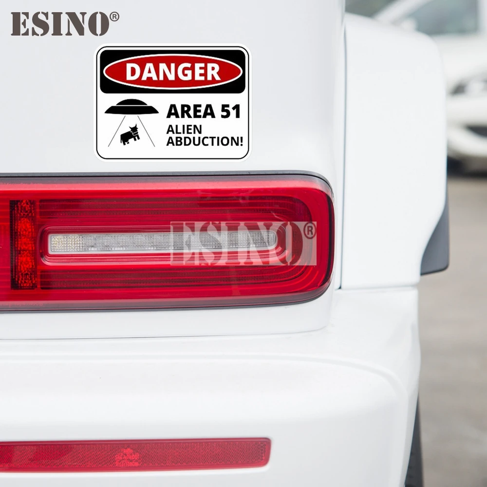 الإبداعية تحذير UFO منطقة 51 الغريبة اغطية الكرتون البلاستيكية ملصق مائي مقاوم للماء جسم السيارة ملصق نمط الفينيل #6