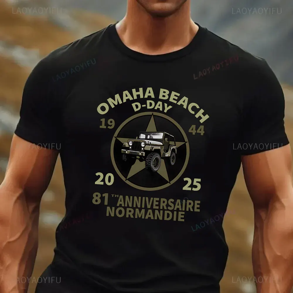 D-Day Shirt Omaha Beach Normandy Landings 80th Anniversary 1944-2024 Veteran Retro Cotton T-Shirt Gift Remembrance Day Tee