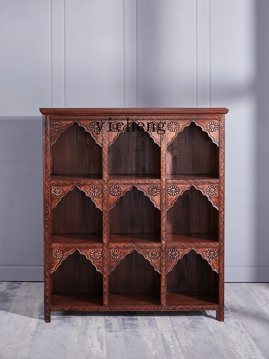 v3 Solid Wood Chinese Tea Shelf Hallway Tea Room Shelf Leaf Display Cabinet