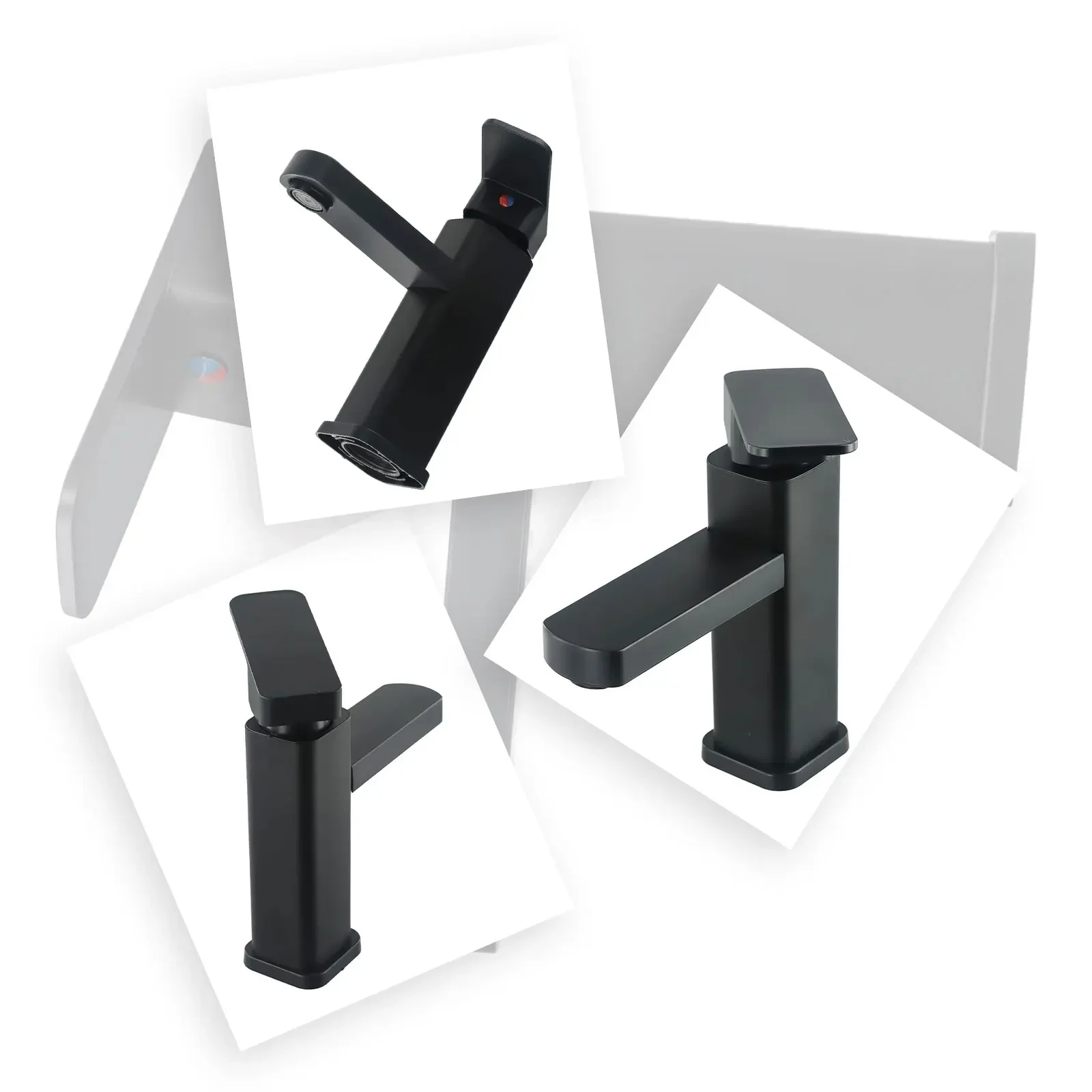 Anticorrosion Faucet Features Black Filtration System Hot And Cold Water Mixer Square Base Bathroom Counter Basin