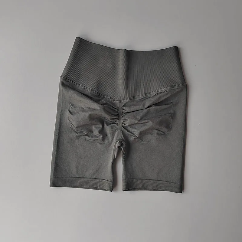 Pfirsichfarbene Fitness-Shorts mit hoher Taille, schnelltrocknend, atmungsaktiv, für das Training, Po-Lifting, eng anliegende Sport-Yoga-Dreiviertelhose – Detail 10