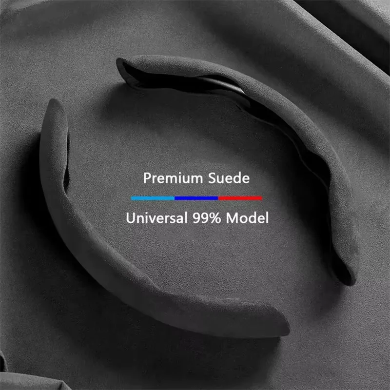 כיסוי הגה אוניברסלי 38CM מסוויד, נגד החלקה, מגן הגה לרכב, אביזרי עיצוב פנים לרכב - חום