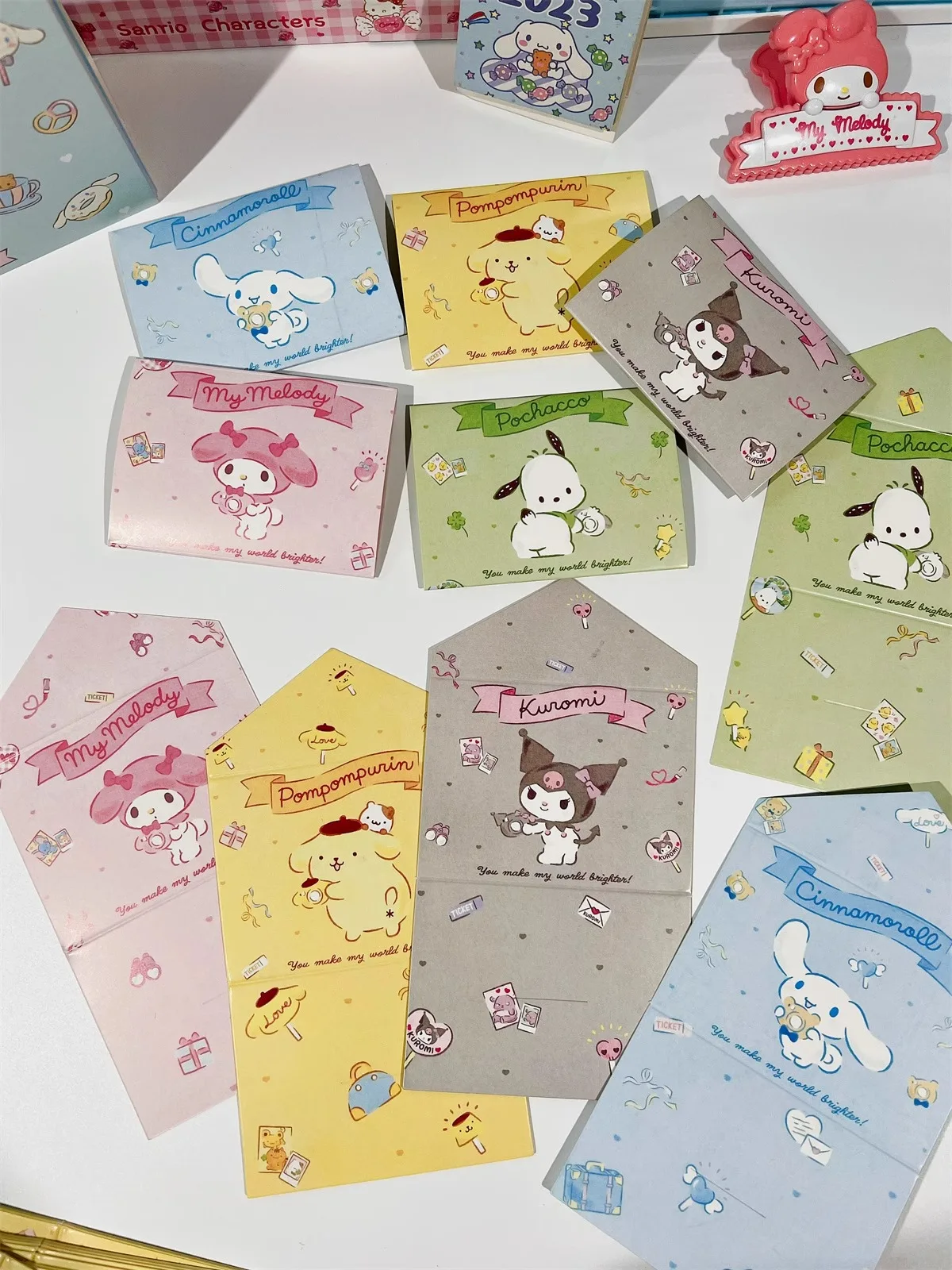 

10pcs Cute Cartoon Series Greeting Card Kittys Greeting Card Birthday Cards Tri-fold Cards Cartoon Postcard Accessories