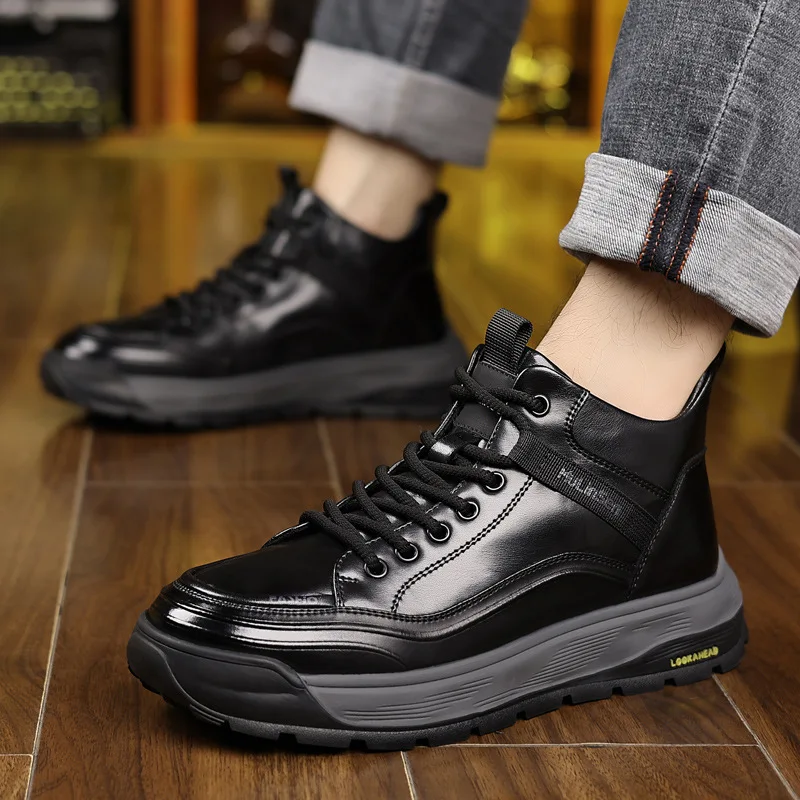 

New Winter Snow Boots Men Plush Warm Boots Genuine Leather Ankle Thicken Boot Comfortable Light Man Waterproof Non-slip Sneakers