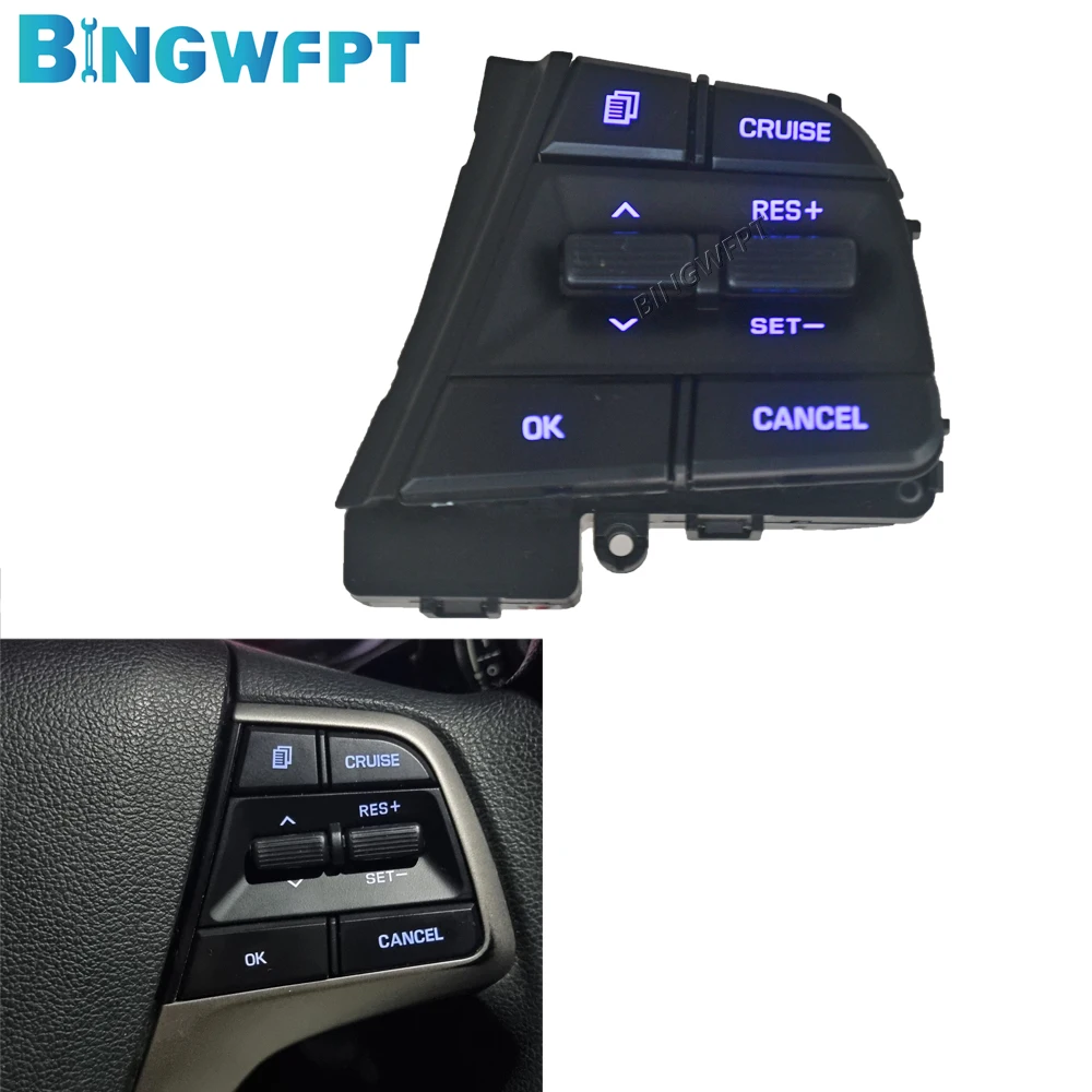 Steering Wheel Button 1.6L Cruise Control Switch With Backlight For Hyundai Elantra 1.6L 2016 2017 2018