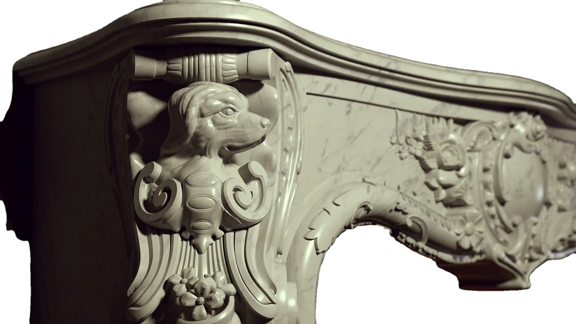 مدفأة من الرخام الفرنسي الطبيعي المنحوت يدويًا تحيط عباءة لديكور المنزل