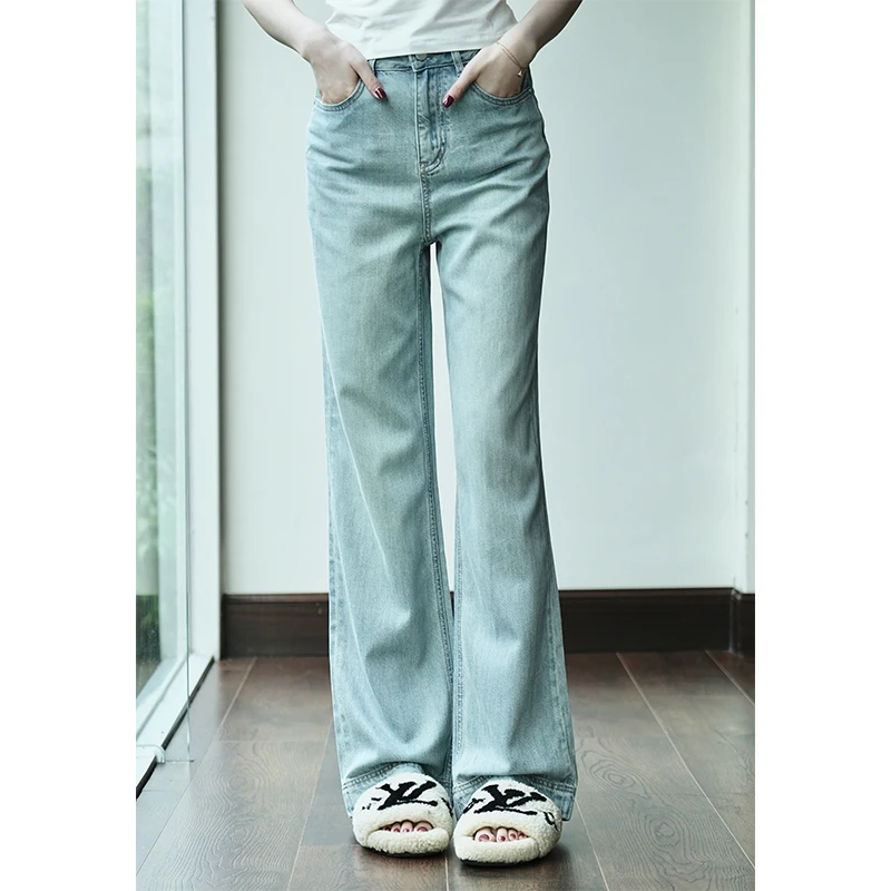 

SerioLudere High Waist Wide Leg Jeans Women's Summer Fashion Lazy Egg Walking Air Conditioner Hanmala Cigarette Pants