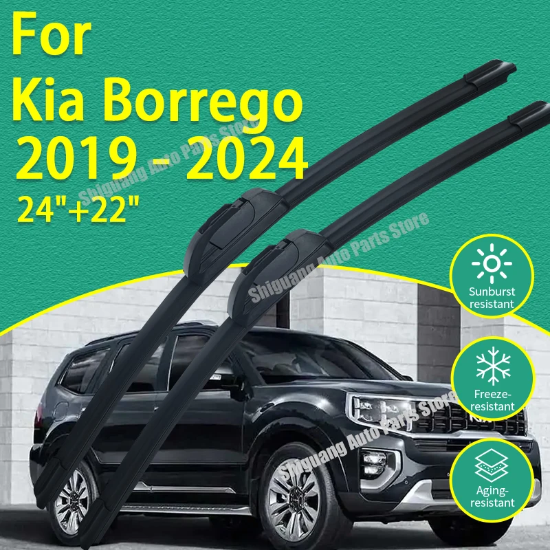 

Front Silicone Coating Wipers for Kia Borrego 2019 - 2024 Car Wiper Windshield Windscreen Blades Accessories 2020 2021 2022 2023