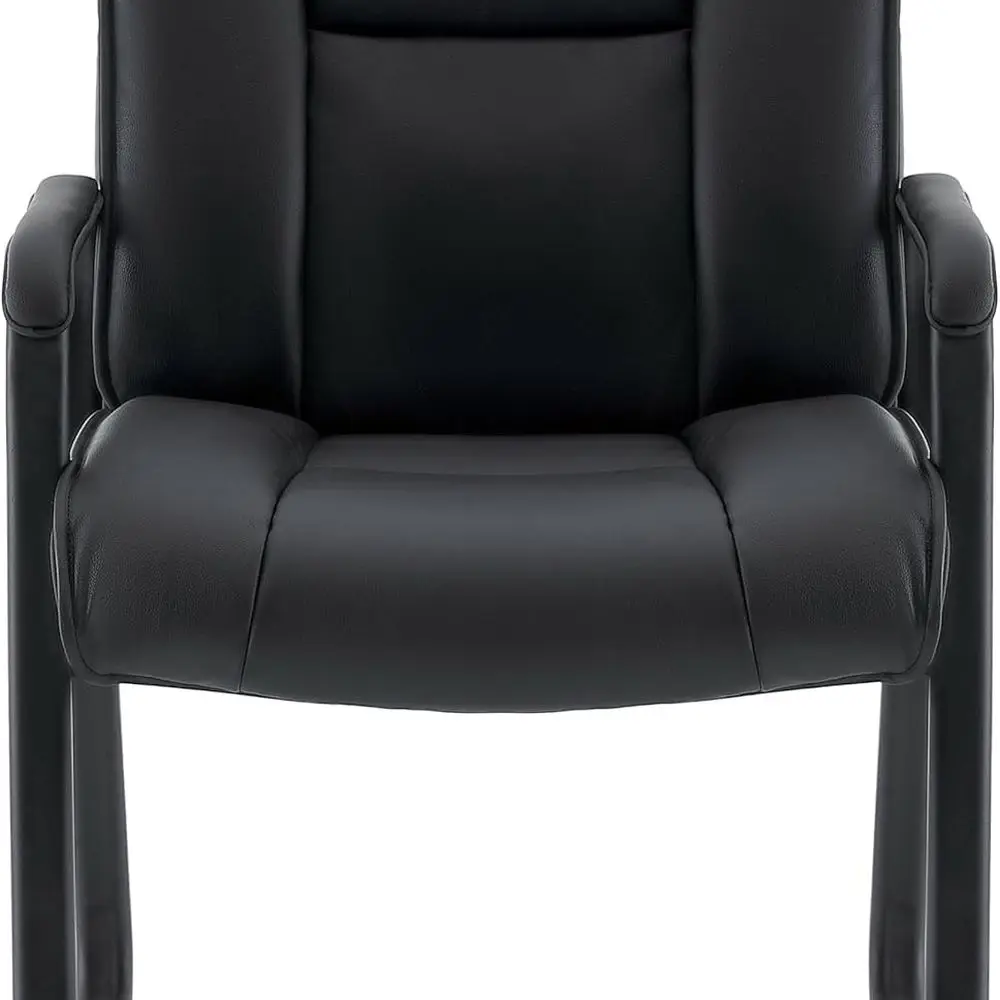 

High-Quality Top Grain Leather Waiting Chair with Sled Base, Supports Up to 350 lbs