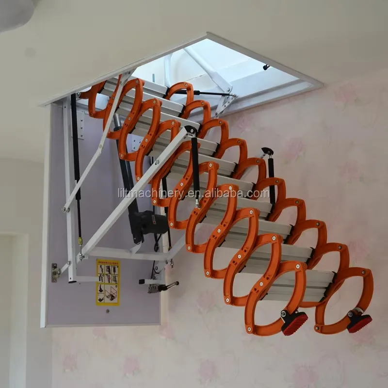 EN131 Certified Telescopic Folding Attic Staircase Modern Design Electric Loft Ladder Easy Install Steel Aluminum Material