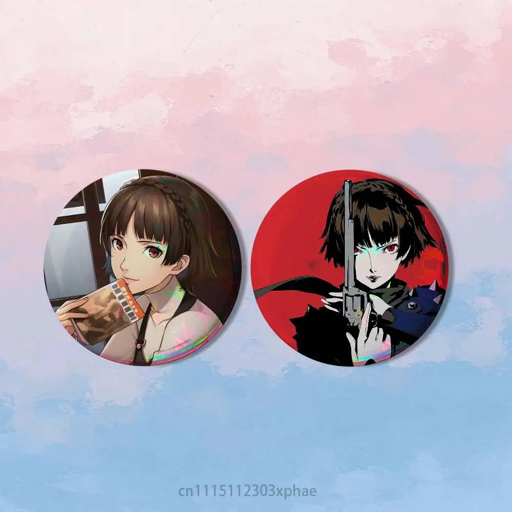 Makoto Niijima Persona Queen HD Print Round Lapel Pins Pretty Derby 2 piece set Round Display Brooches Brooch Badges