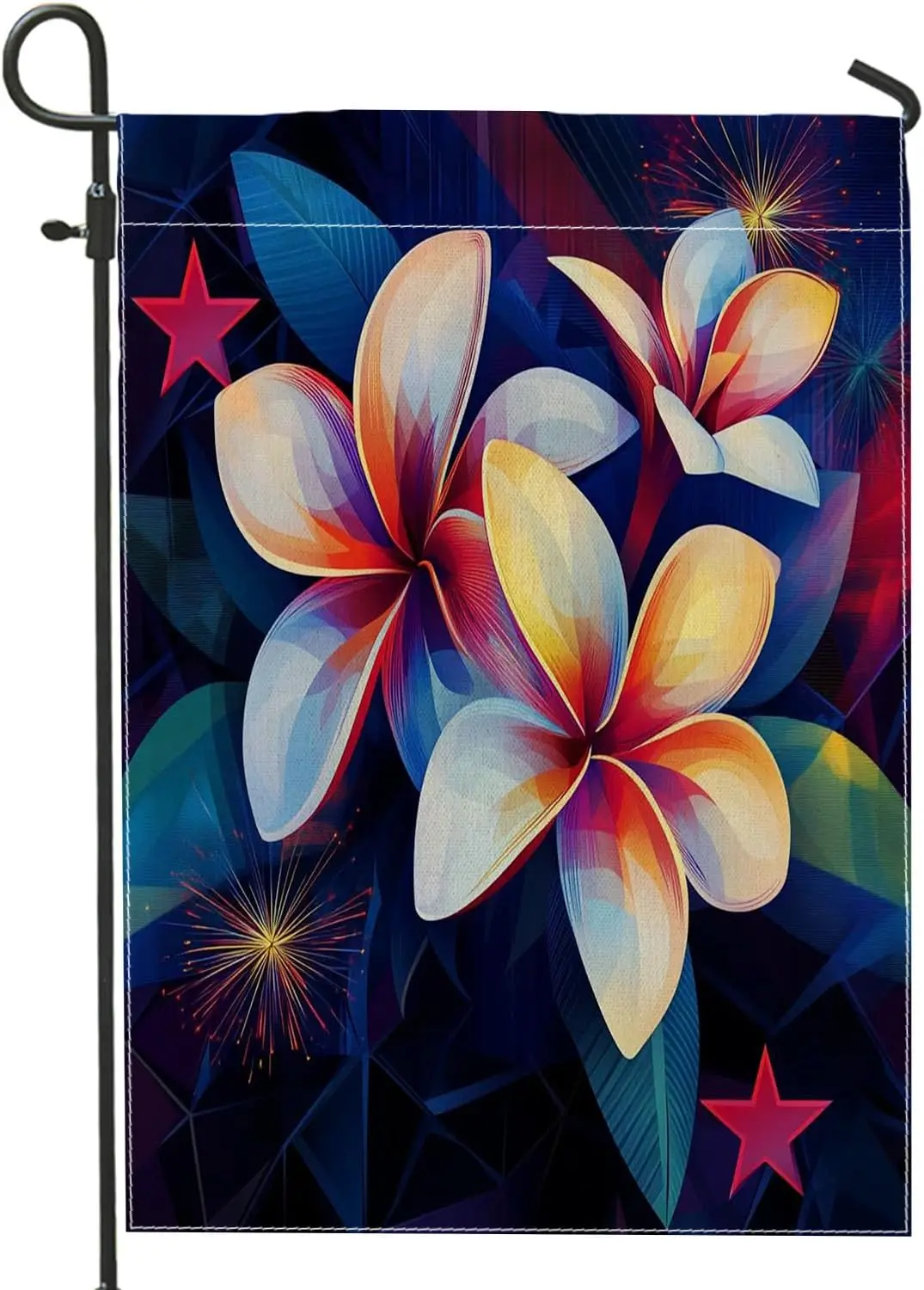 Tropical Summer Floral Garden Flag, Colorful Plumeria Flowers Artistic Home Decor Banner, Double Sided Outdoor Lawn Decorati LLE
