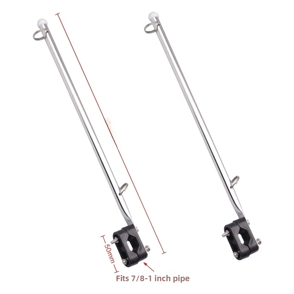2PCS Stainless Steel Rail Mount Flag Pole Holder 7/8-1 Inch Tube For Marine Yacht Boat Deck Hardware Accessories Silver