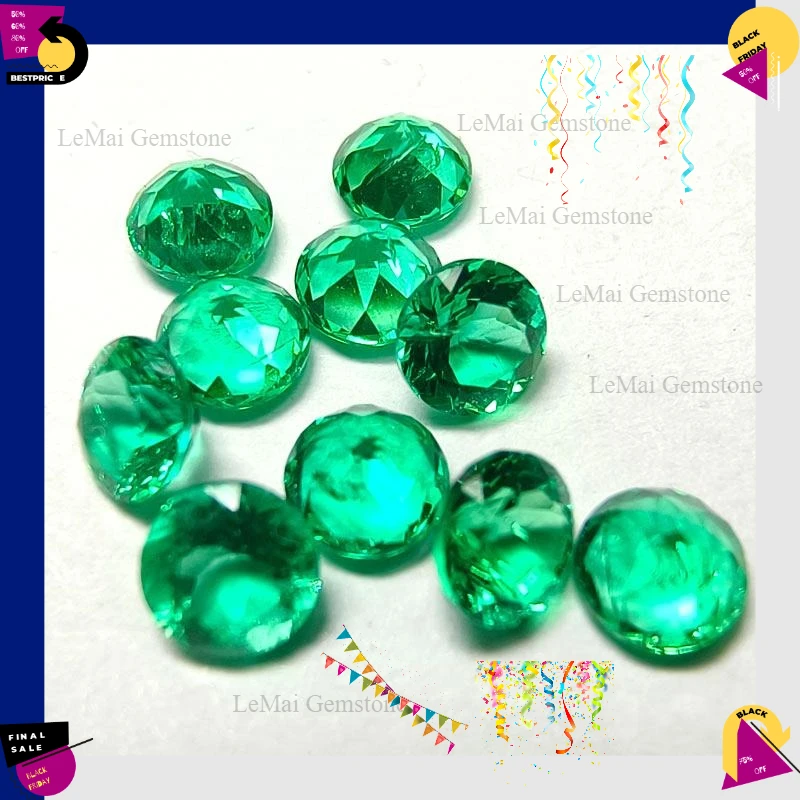 

Lab Grown Emerald Round Cut Small Size Charms Gemstone for Jewelry Making Natural Colour