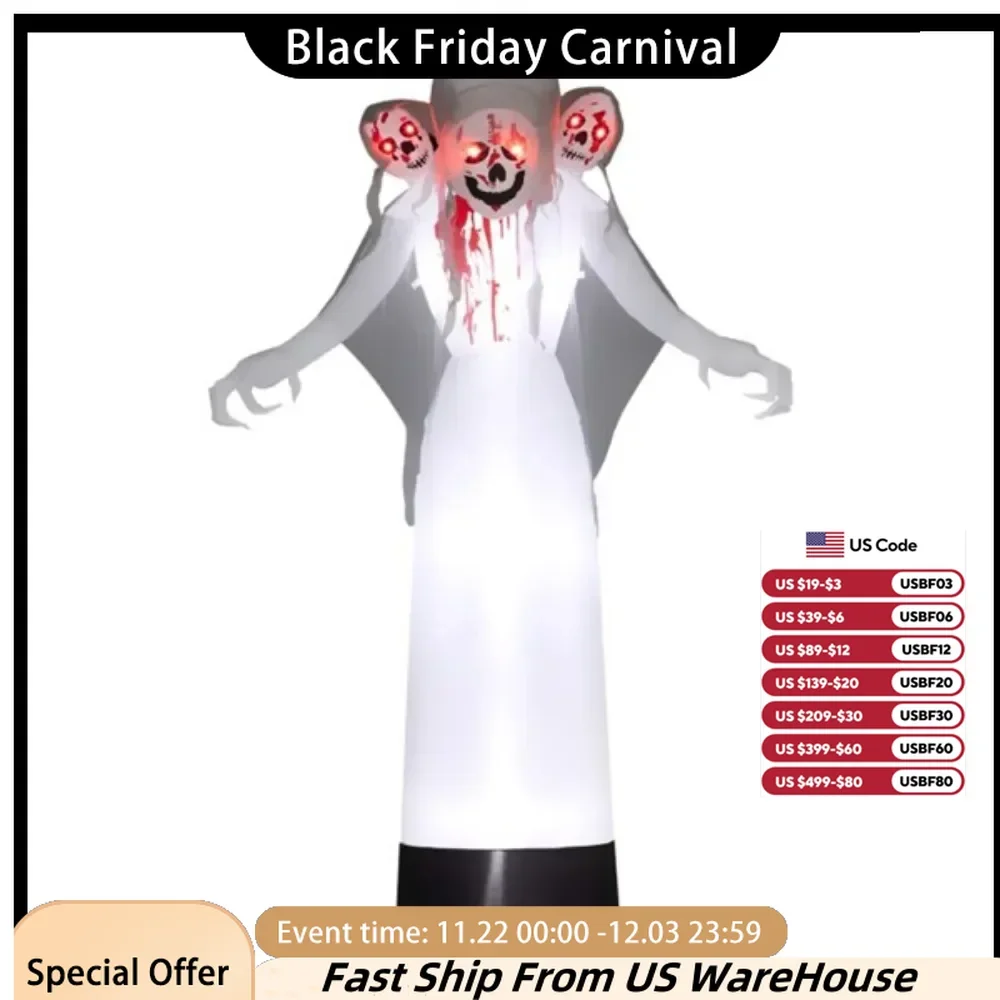 Great design for halloween: a scary 8.9ft three headed ghost  Halloween Decoration