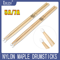 IRIN 1 Pairs 5A/7A Premium Maple Drumsticks Mallets Ideal for All Ages Durable Practice Drum Sticks for Jazz and Percussion