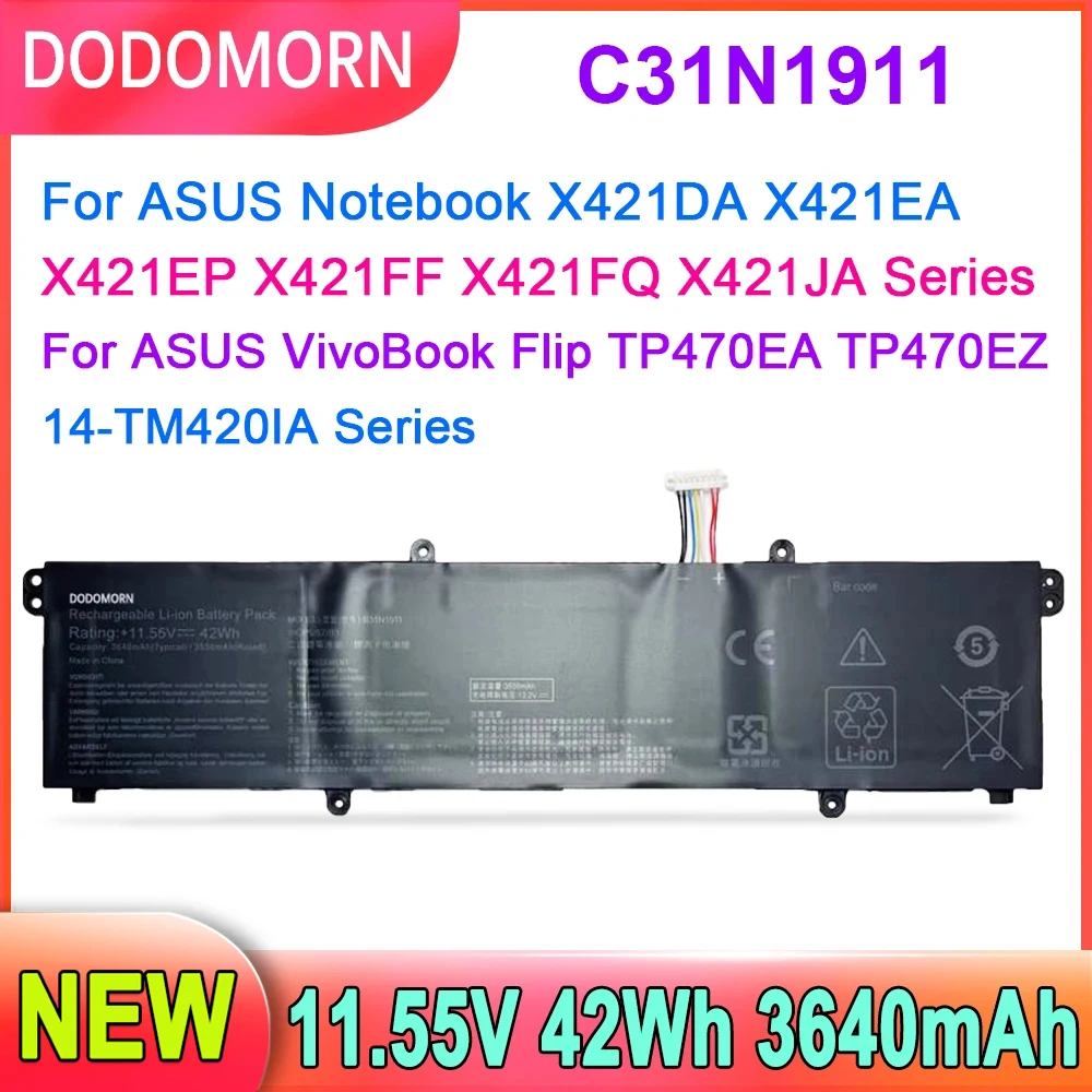 Dodomorn-asus viobookフリップ用ラップトップバッテリー、b31n1911、c31n1911、tp470ea、tp470ez、tm420iaシリーズ、42wh、高品質