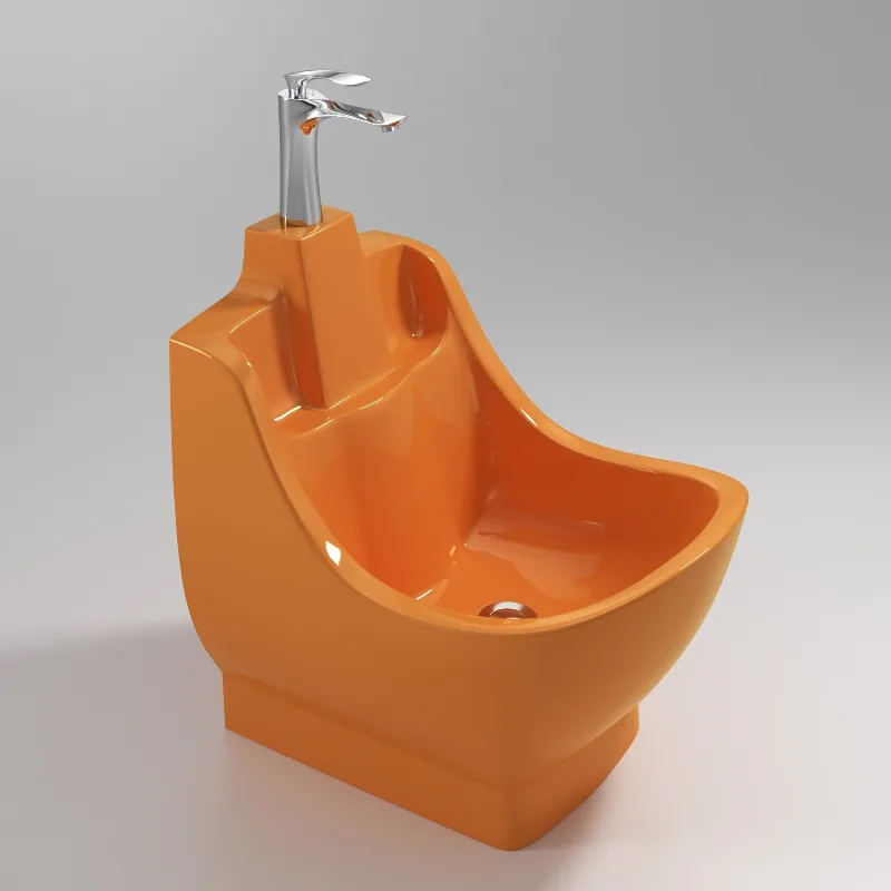 Floor-to-ceiling foot washing column basin Integrated ceramic basin Balcony small apartment household wash basin