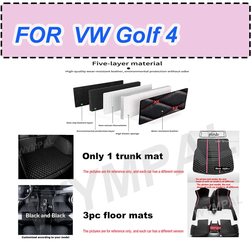 

LUXURY Custom Automotive Car Floor Mats For VW Golf 4 1999 2000 2001 2002 2003 Auto Luxury Leather