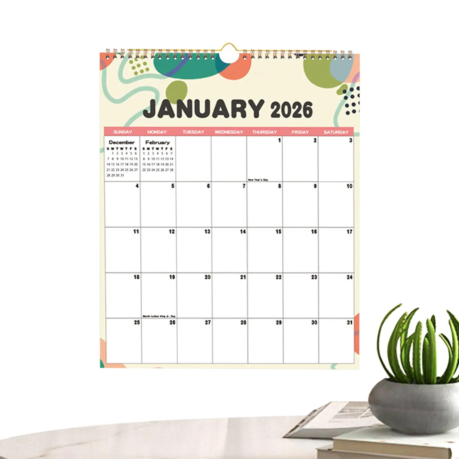2026 Wall Calendar Planner 12-Month Goal Tracking Decorative Poster Large Family Schedule Organizer for Home Office Study