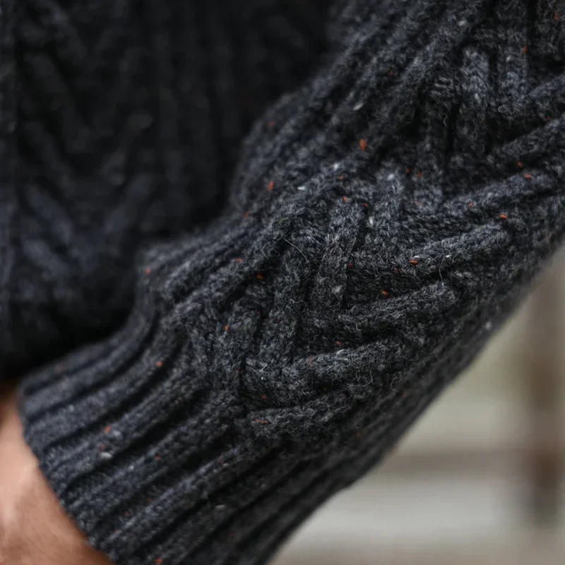 Sauce Zhan Mens Sweater Pullover Aran Sweater for Mens Autumn Winter Sweater 97% Sheep\'s Wool Knitted Thickened