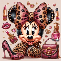 Pintura de diamantes de Minnie de Disney hecha a mano, zapatos de tacón alto, boca, Cruz Roja, bordado, mosaico de diamantes, decoración del hogar