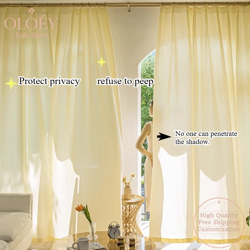

High End Sheer Curtains for Balcony Bedroom Living Room Gauze Solid Color Phantom Tulle Light Filtering Yarn Luxury Home Decor
