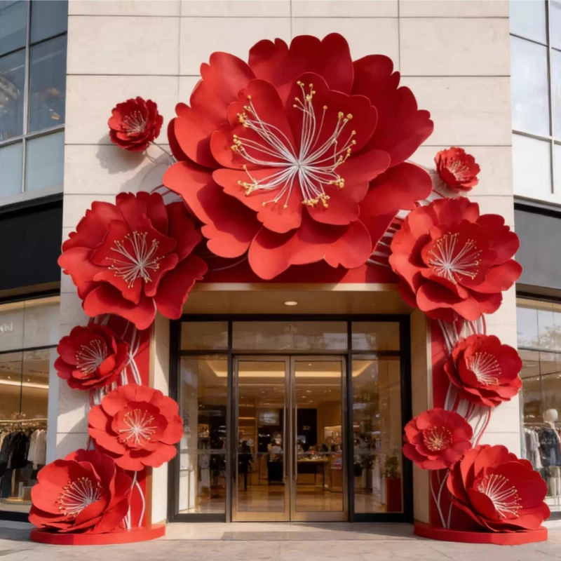 

3pc Peony EVA Outdoor Luminous Simulation Flower Large Floral Art New Year Shopping Mall Beautiful Showcase Scenic Area Decor