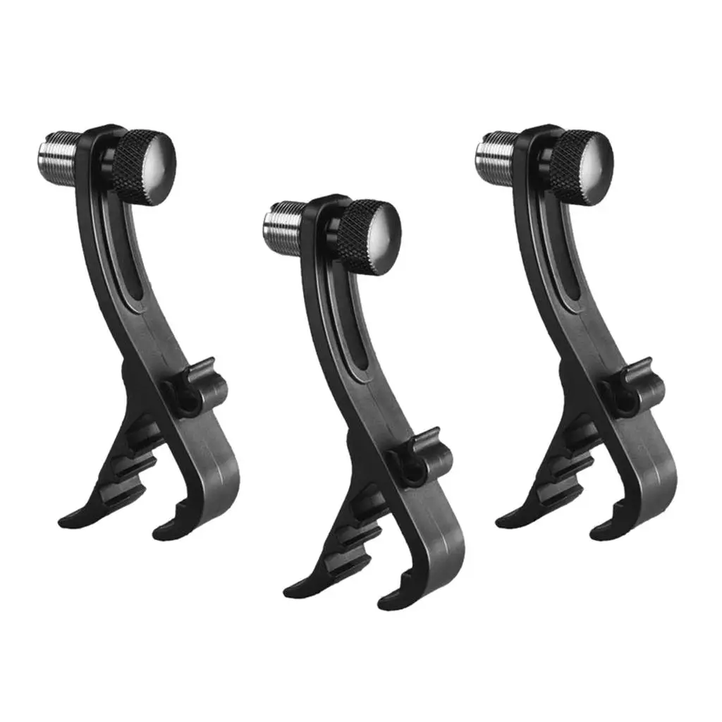 Adjustable Clip On Drum Rim Shockproof Mount Microphone Mic Clamp Stand Holder, Pack of 3