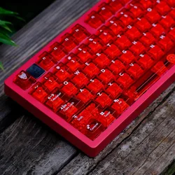 Red Crystal Theme Keycap 114Key PC Custom Transparent Keyboard Cap Cherry Profile Gaming KeyCap for Mechanical Keyboard 61/75/87