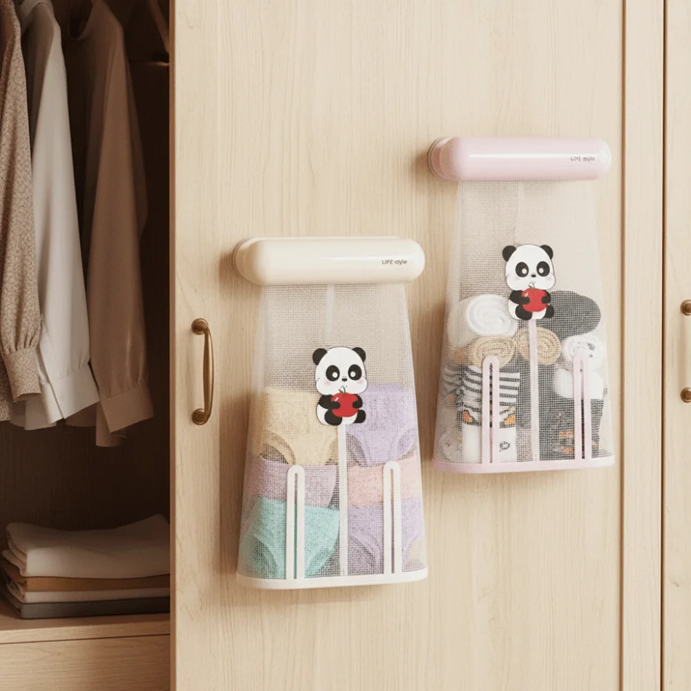 

Cartoon Underwear Storage Hanging Bag Large Capacity Space Saving Underwear Socks Storage Bag Wall Mounted Breathable