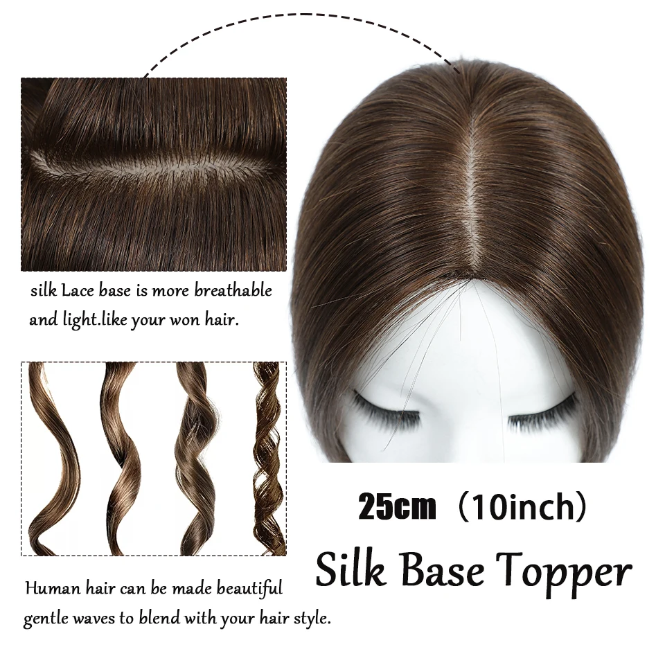 Dazzeal Topper Human Hair Topper For Woman 10x12 Silk Base Natural Hair Topper Straight Hair Clips Top Human Hair Free Breakdown