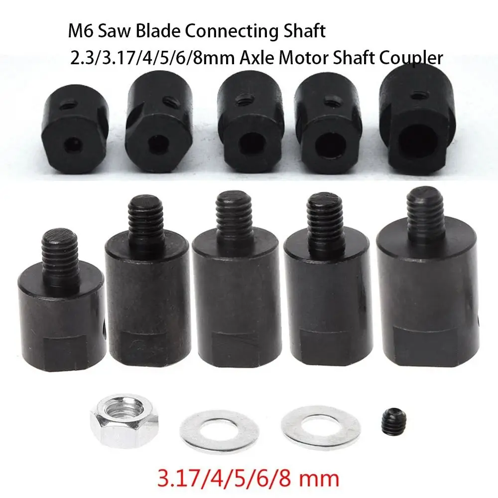 2.3/3.17/4/5/6/8mm Axle Motor Shaft Coupler Sleeve Saw Blade Coupling Chuck Adapter M6 Saw Blade Connecting Shaft Motor Bushing