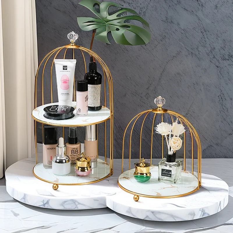 Birdcage Cosmetic Storage Rack Bathroom Lipstick Skin Care Products Perfume Brush Toiletries Storage Organizer Bathroom Shelf