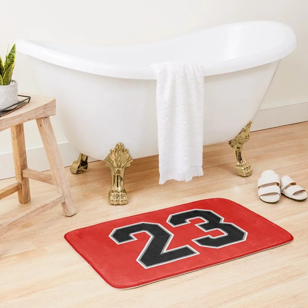 Basketball Red 23 Number Bath Mat Non-Slip Bathtub Bathroom And Shower Products Mat