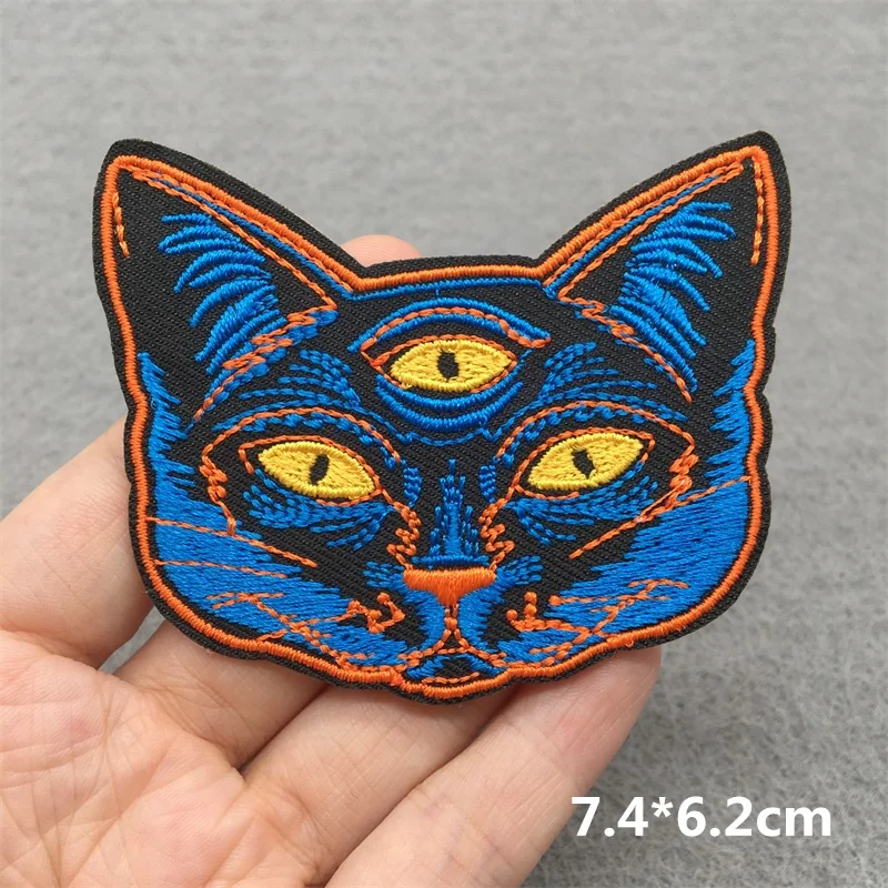 Funny Cartoon Cat Embroidered Patches For Clothing Stickers Animal Patch Iron On Patches On Clothes DIY Sewing Applique Badge