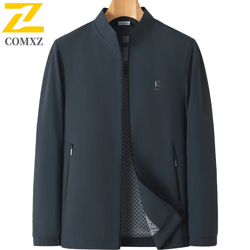 

2025 Premium Stand Collar Men Jacket Lightweight Business Casual Workwear Coat Travel Windproof Outdoor Minimalist Overcoat