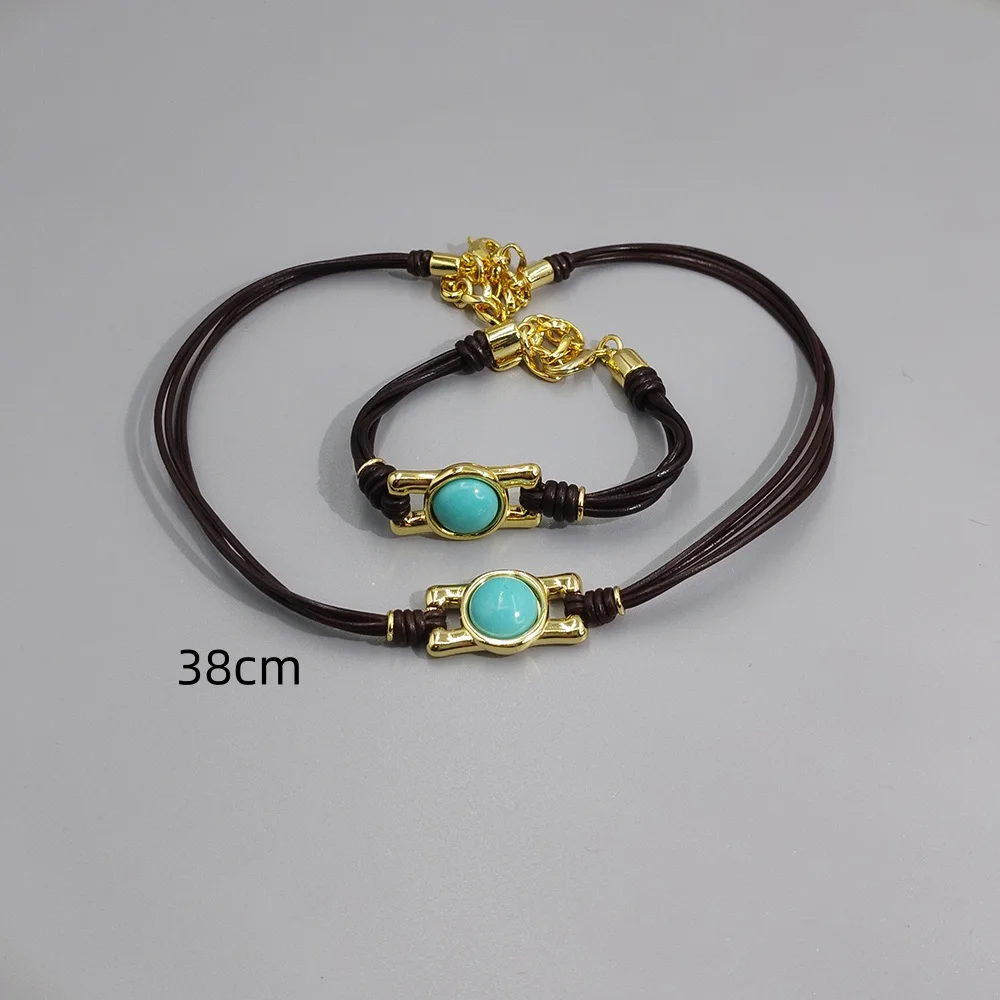 

Creative Design Ins Exquisite Leather Rope Pearl Necklace+Light Luxury Pearl Bracelet Stacked Artifact