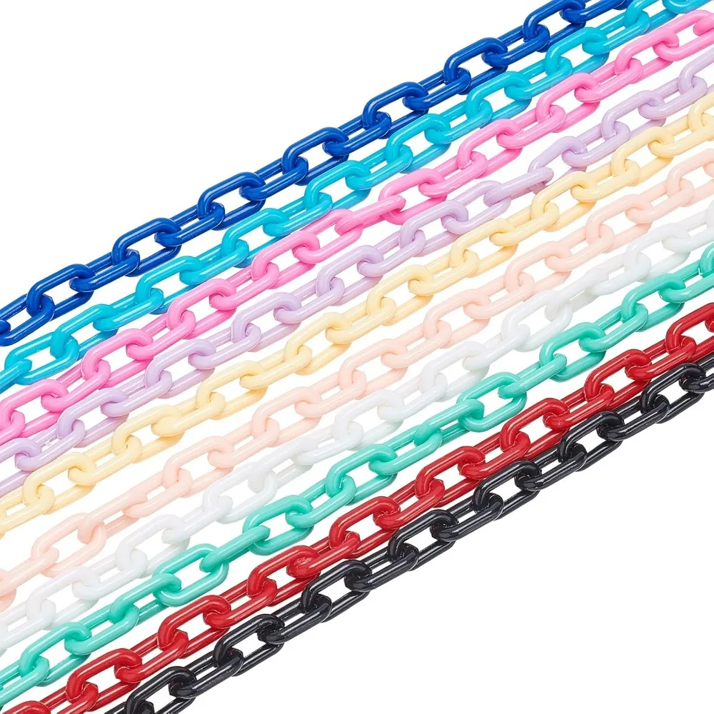 Colorful Plastic Jewelry Chains20 Strands 10 Colors Curb Chain Links 15